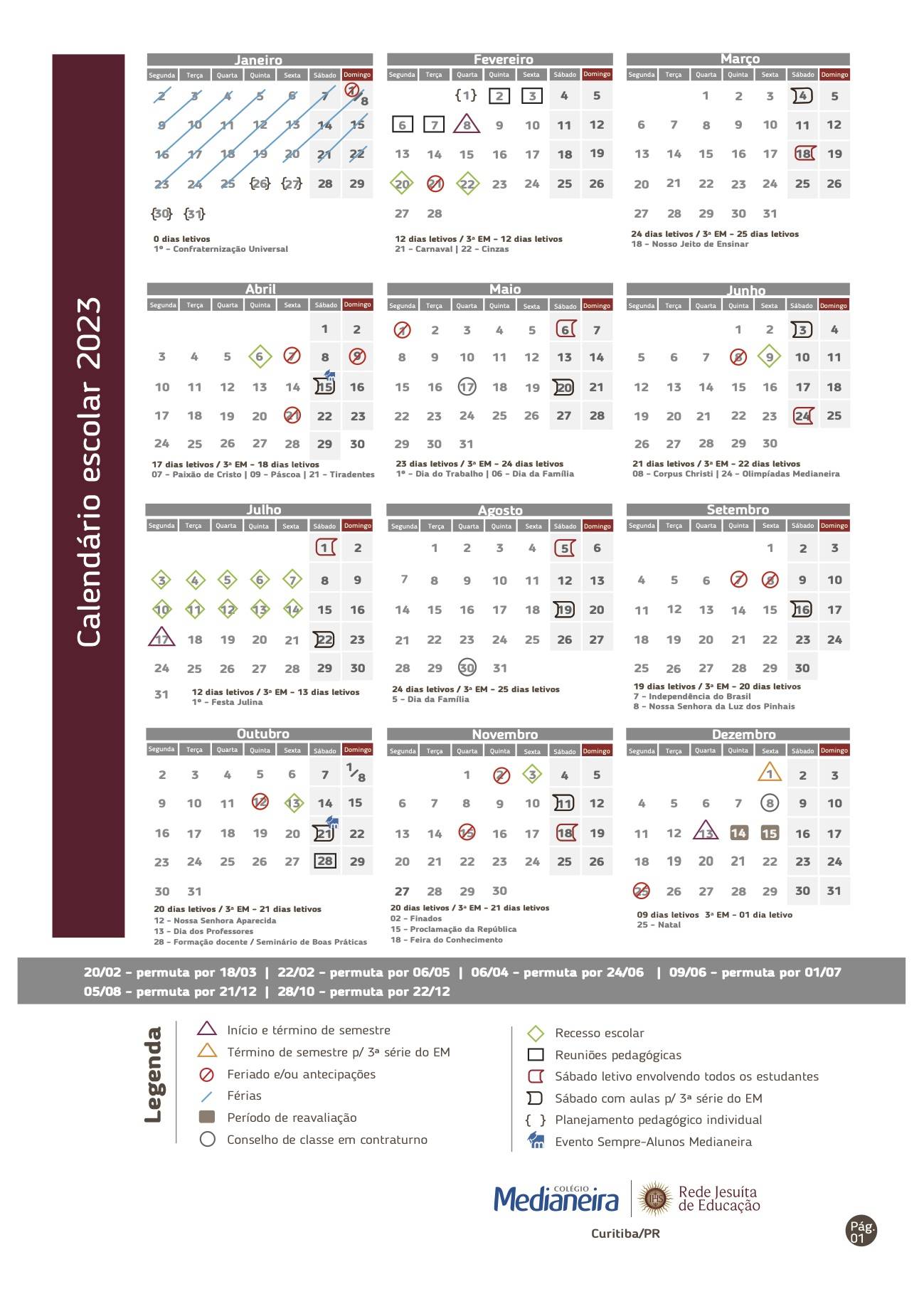 CALENDÁRIO ESCOLAR 2023